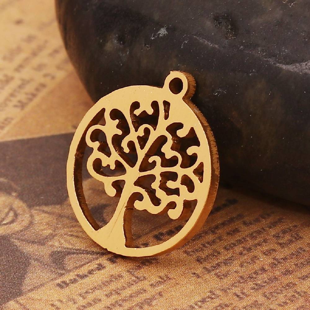 Sadingo 1 Metallanhänger Lebensbaum - 17 X 15 Mm - Gold