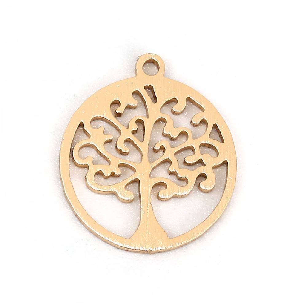 Sadingo 1 Metallanhänger Lebensbaum - 17 x 15 mm - Gold