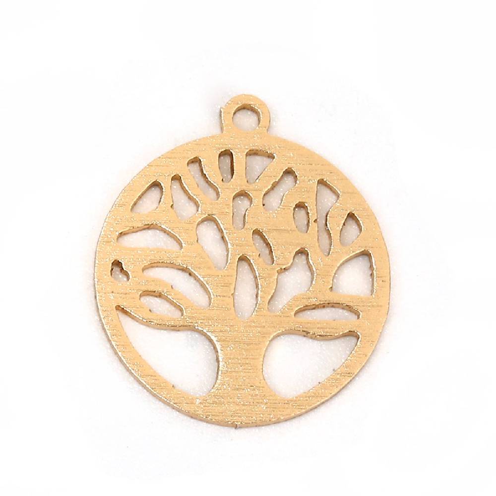 Sadingo 1 Metallanhänger Lebensbaum - 17 x 15 mm - Gold