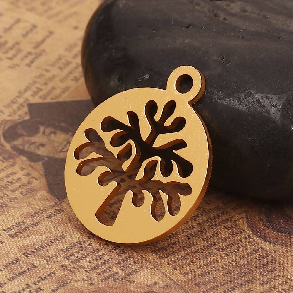 Sadingo 1 Metallanhänger Lebensbaum - 26 X 22 Mm - Gold