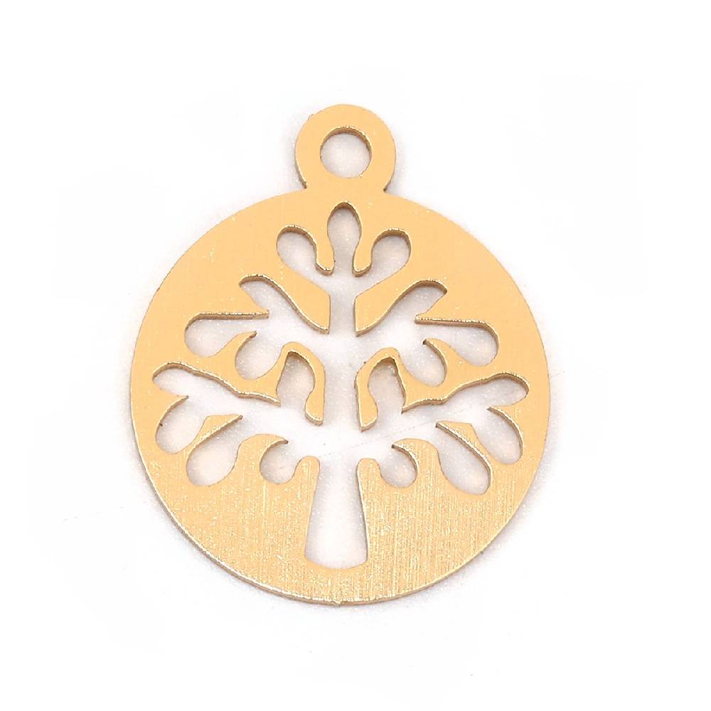Sadingo 1 Metallanhänger Lebensbaum - 26 x 22 mm - Gold