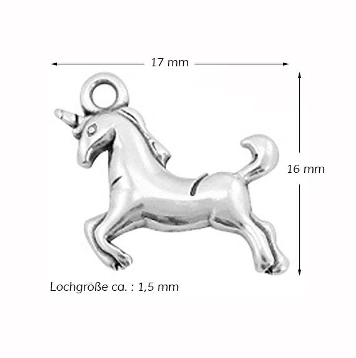 Sadingo Anhänger Einhorn Aus Metall, 17 X 16 Mm 1 Stück