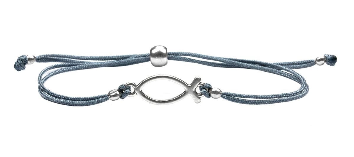 Sadingo Armband grau für Mädchen (größenverstellbar) Ichthys Fisch