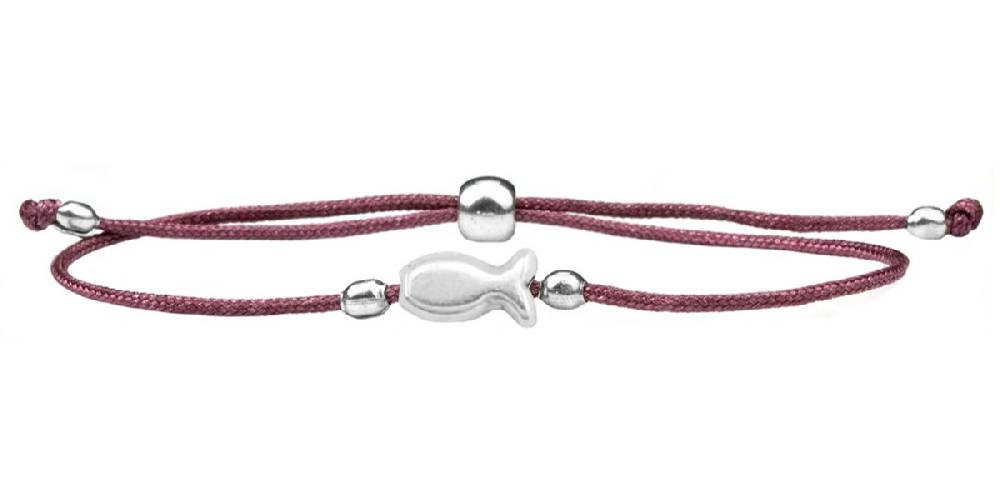 Sadingo Armband weinrot für Mädchen (größenverstellbar) Ichthys Fisch