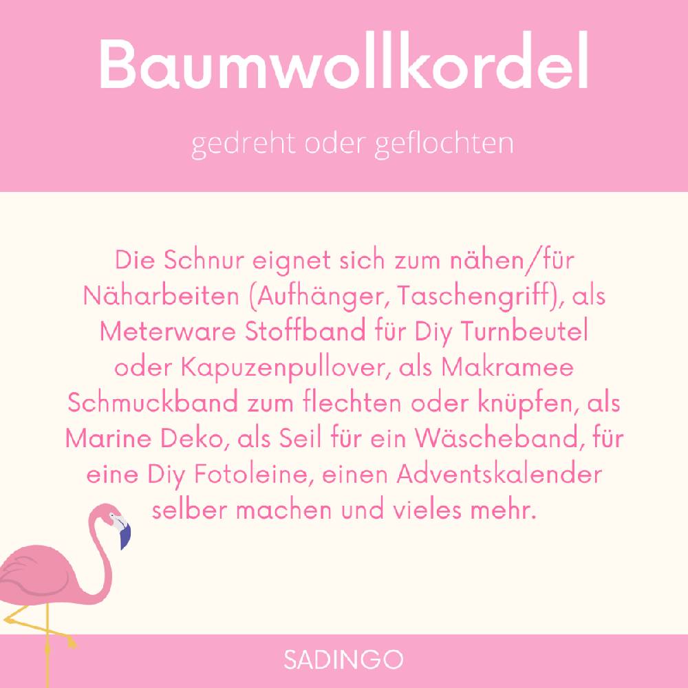 Sadingo Baumwollkordel 8mm Gedreht - 10 Meter 8mm - Off White