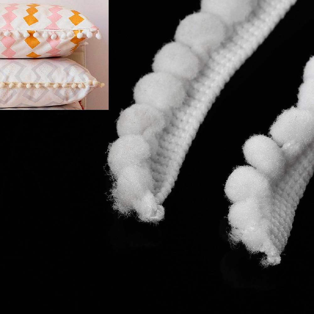 Sadingo Bommelborte Weiß 4,5 Meter, Breite 12mm, Pompomband