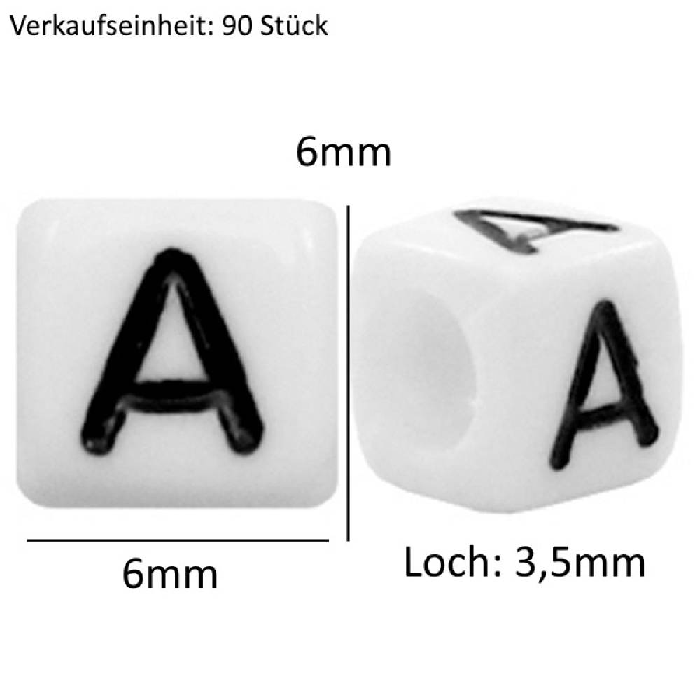 Sadingo Buchstabenperlen | 90 Stk. 6x6mm, Eckige Perlen