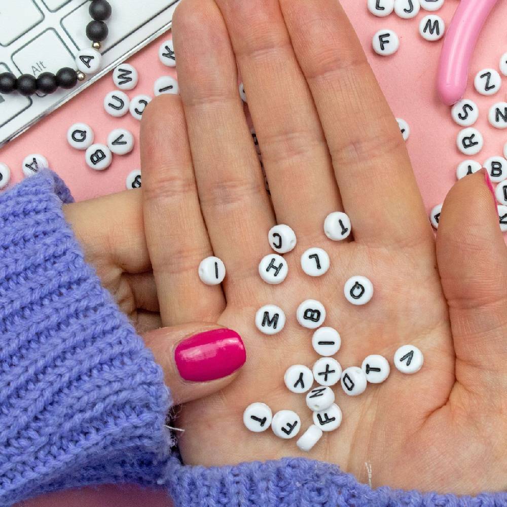 Sadingo Buchstabenperlen Acryl - A-Z Nach Wahl, Je 50 Stück - Ø 7 Mm