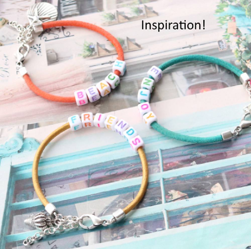 Sadingo Buchstabenperlen, Bunte Schrift, Acrylperlen - 90 Stück