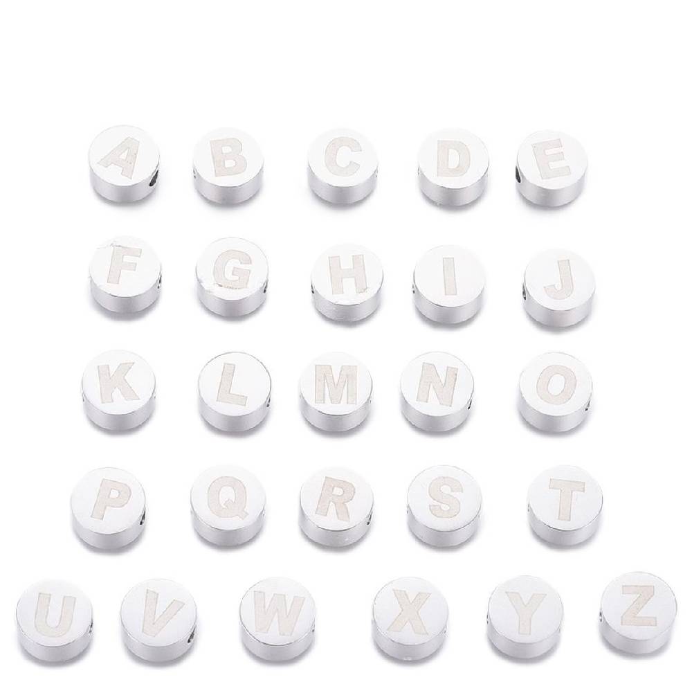 Sadingo Buchstabenperlen Edelstahl 2 Stück 10mm, Buchstabe Wählbar