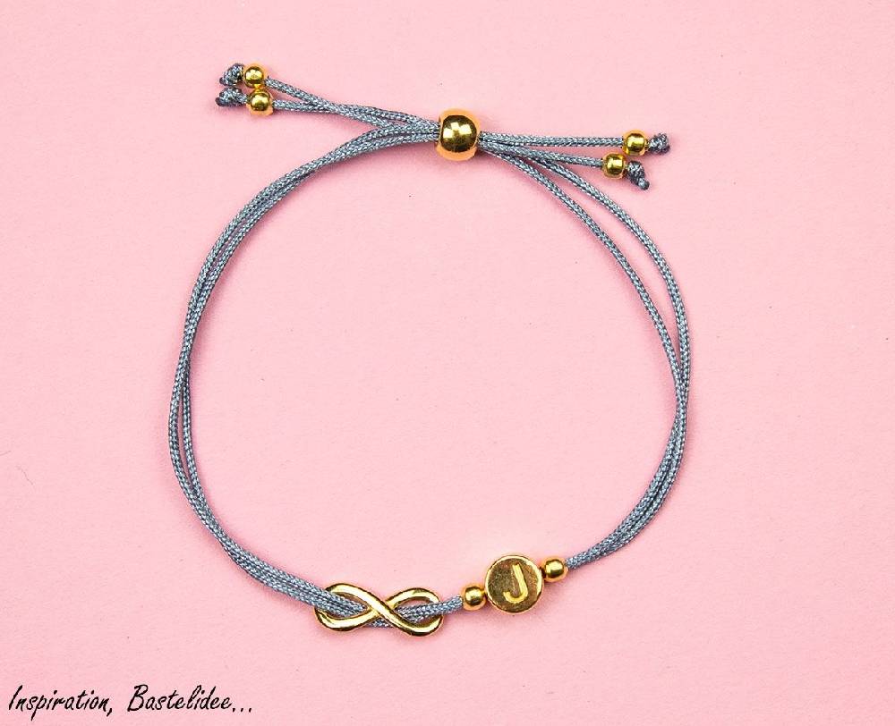 Sadingo Buchstabenperlen Gold, DQ Metall, 7mm, Perlen Armband