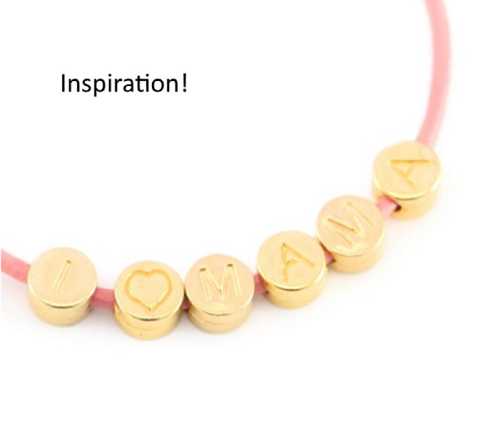 Sadingo Buchstabenperlen Gold, DQ Metall, 7mm, Perlen Armband