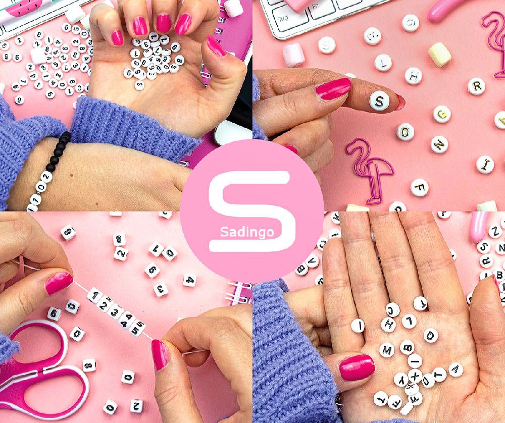 Sadingo Buchstabenperlen Mit 2 Löchern 7x8mm, 200 Stück