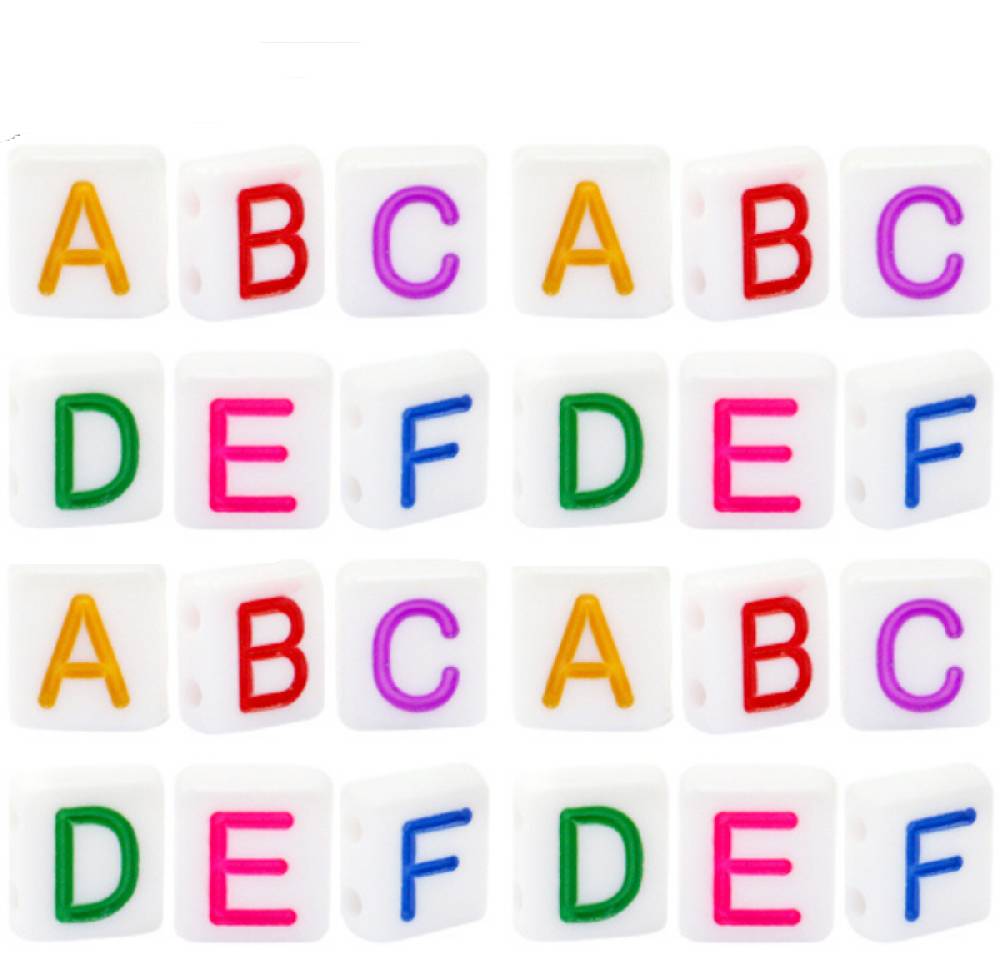 Sadingo Buchstabenperlen mit 2 Löchern 7x8mm, 200 Stück