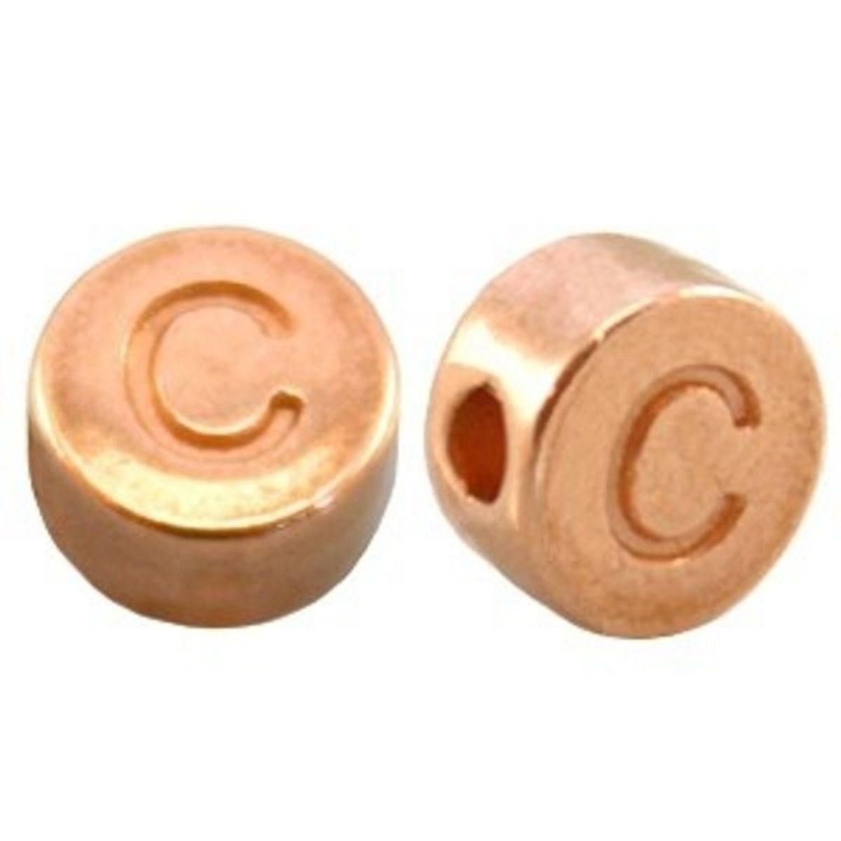Sadingo Buchstabenperlen rosegold, DQ Metall, 7 mm rund