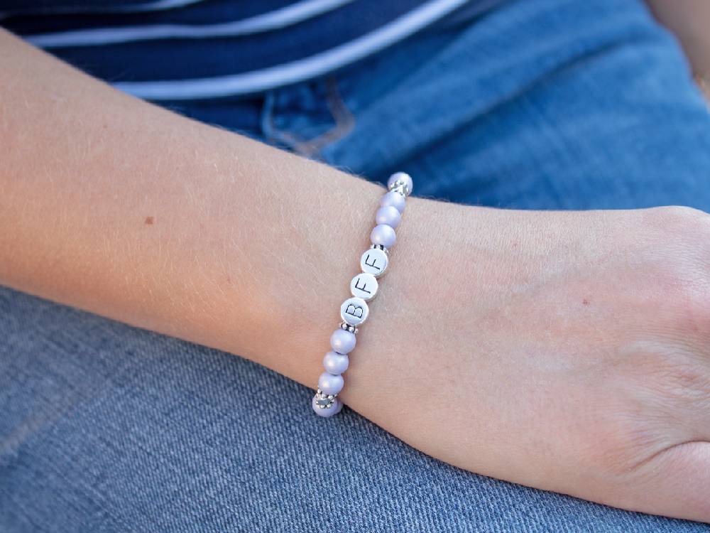 Sadingo Buchstabenperlen Set Metall Silber, Bastelbedarf