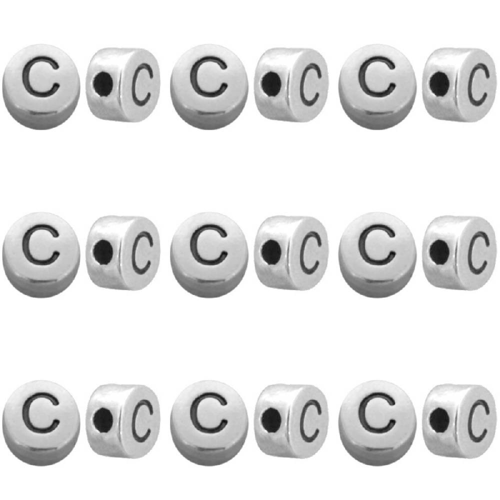 Sadingo Buchstabenperlen Set Metall silber, Bastelbedarf