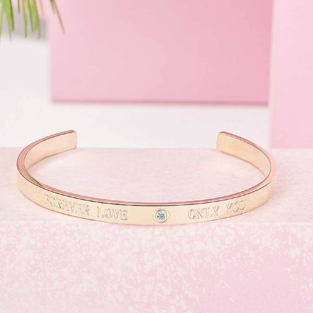 Sadingo Edelstahlarmreif Mit Gravur | "Forever Love - Only You"