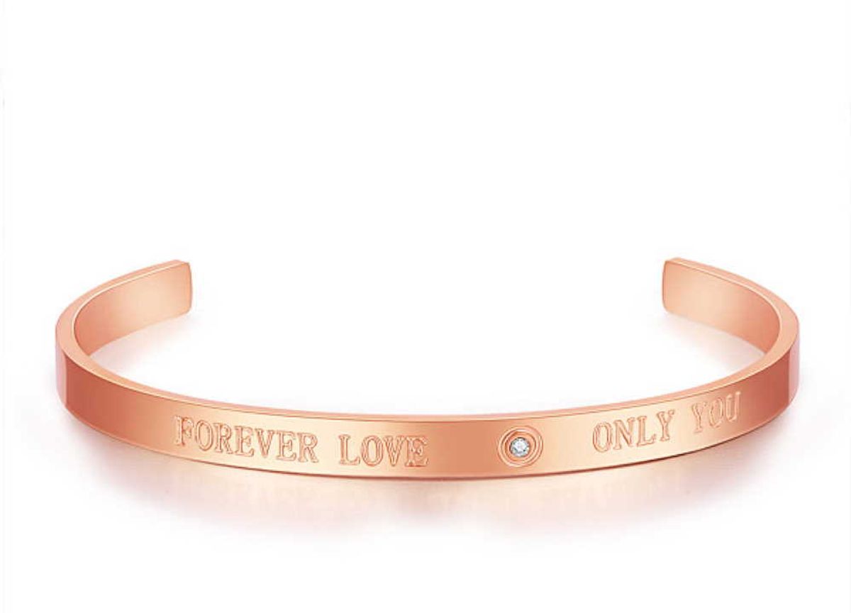 Sadingo Edelstahlarmreif mit Gravur | "Forever Love - Only You"