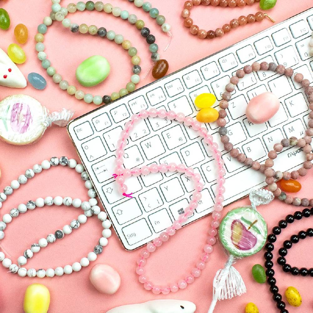 Sadingo Edelsteinperlen Halbedelstein Achatperlen Weiß Grau, 6 Mm