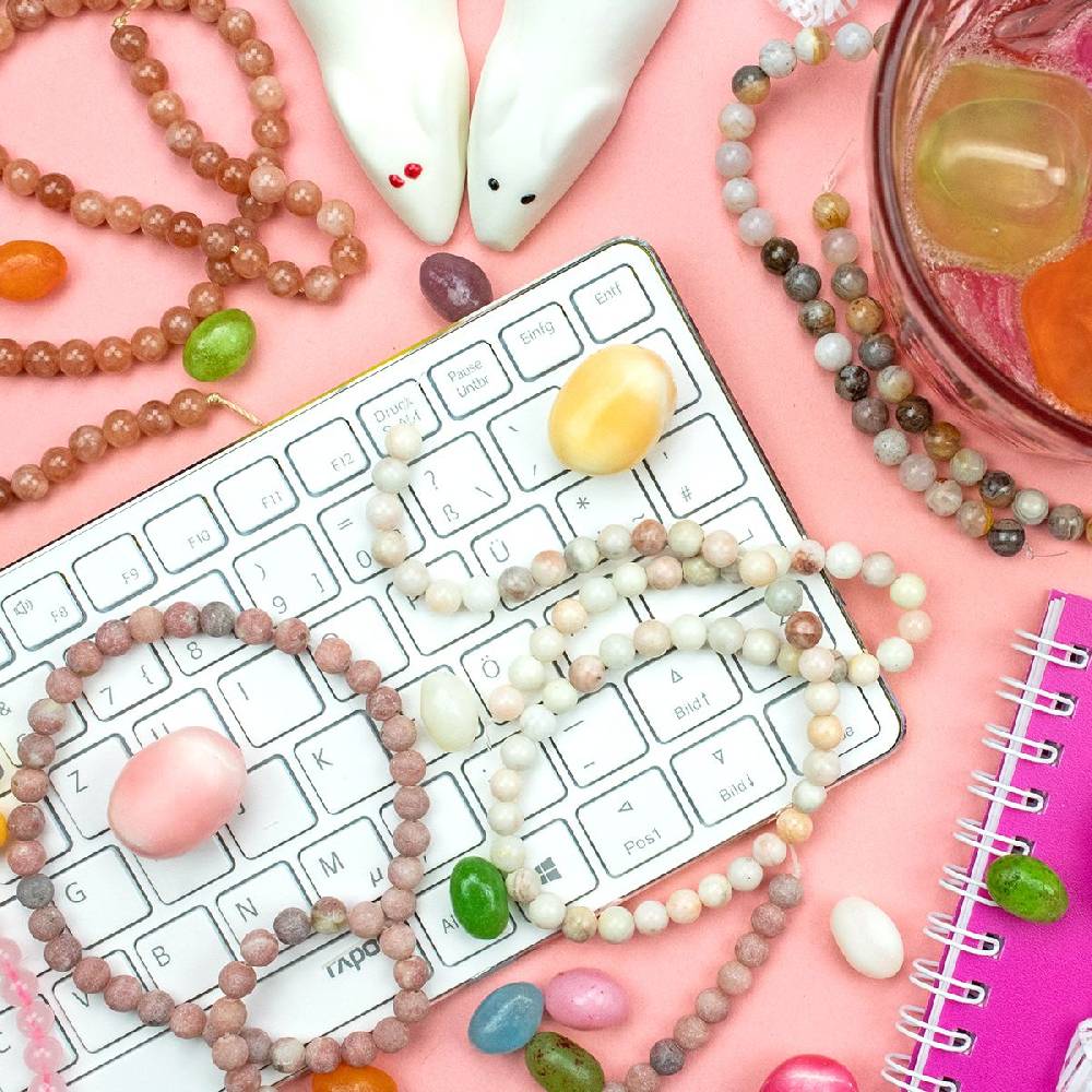 Sadingo Edelsteinperlen Halbedelstein Mondstein Perlen 6mm