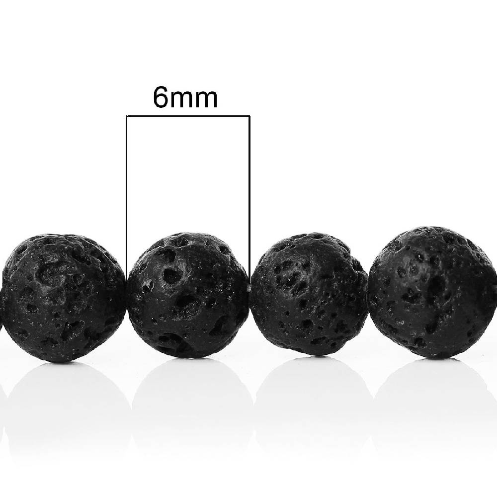 Sadingo Edelsteinperlen Lavagesteinperlen Schwarz - 65 Stk. - 6 Mm