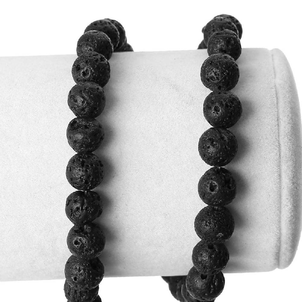 Sadingo Edelsteinperlen Lavagesteinperlen Schwarz - 65 Stk. - 6 Mm