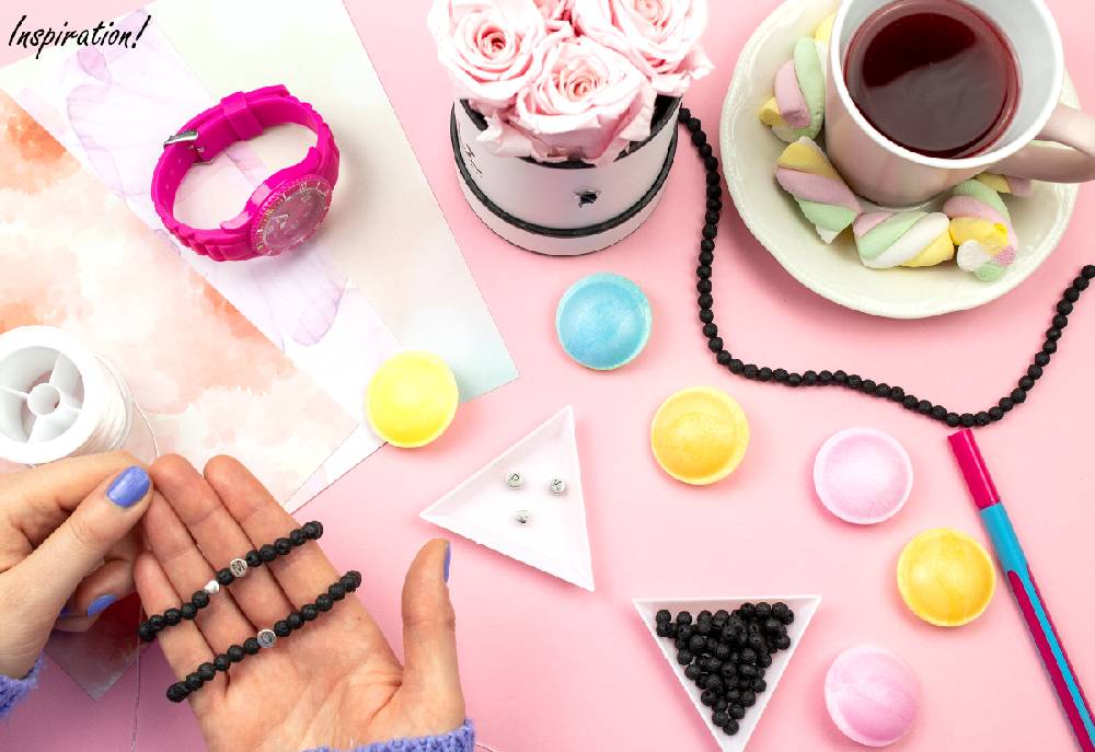 Sadingo Edelsteinperlen Lavagesteinperlen Schwarz - 65 Stk. - 6 Mm