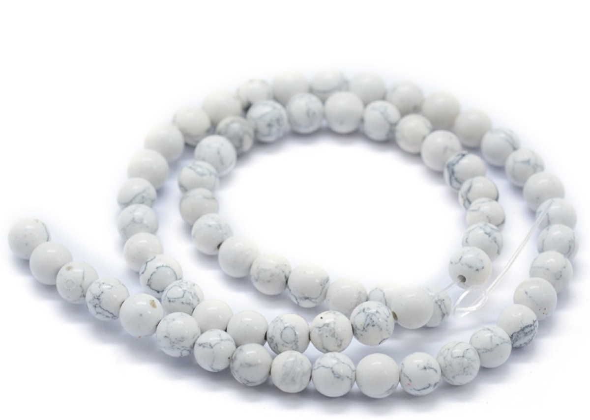 Sadingo Edelsteinperlen Natursteinperlen marmoriert - 63 Stück - Ø 6 mm