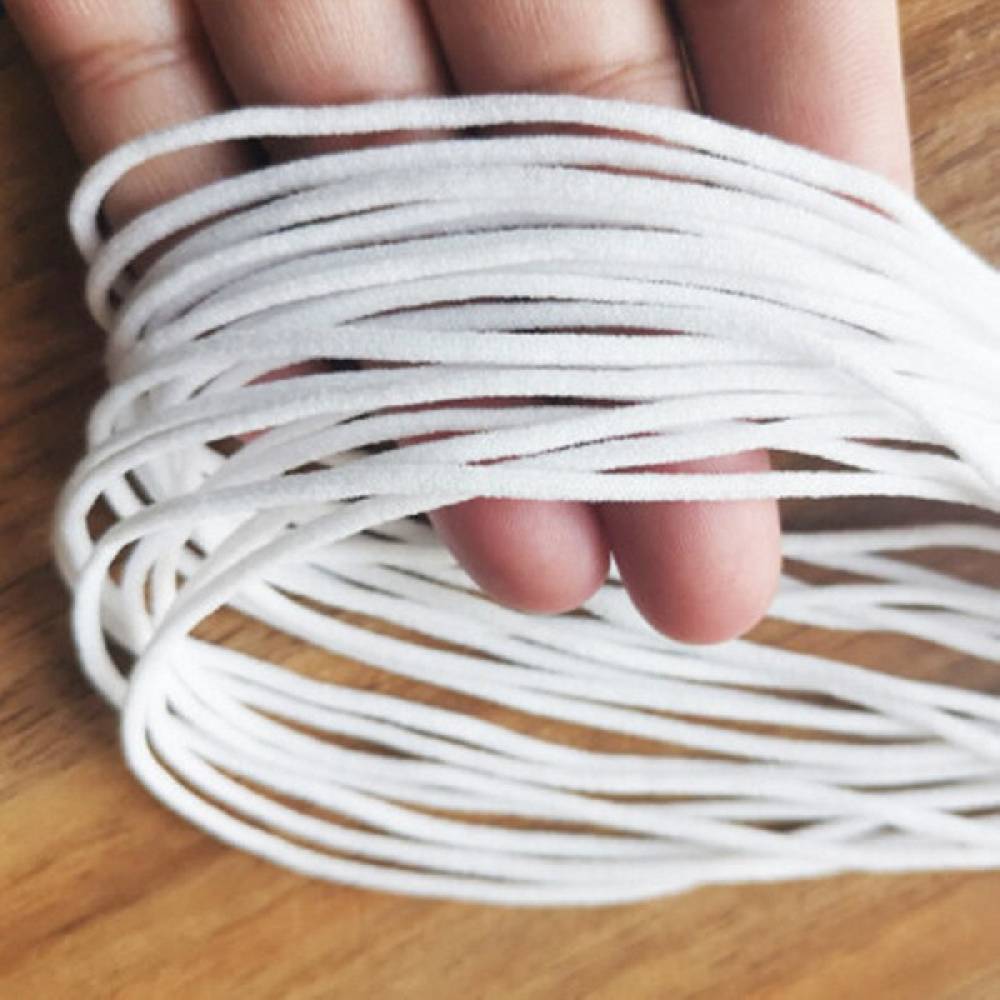 Sadingo Elastische Schnur Weiß, 100 Meter, Weiches Band