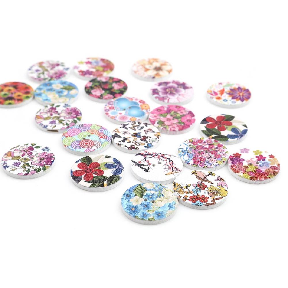 Sadingo Holzknöpfe Blumen Mix - 100 Stück - 25 Mm Online Sichern
