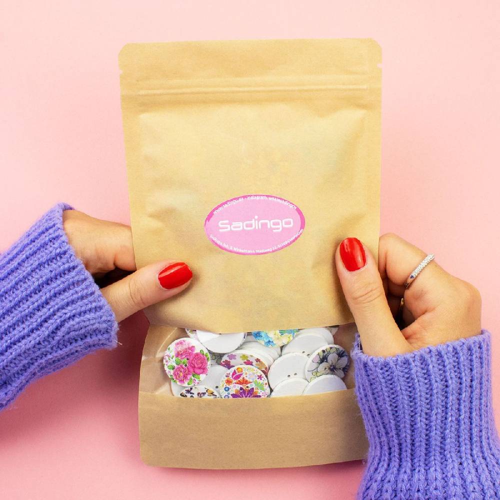 Sadingo Holzknöpfe Blumen Mix - 100 Stück - 25 Mm Online Sichern