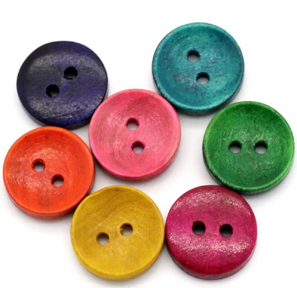 Sadingo Holzknöpfe Bunt 50 Stück, Knopf Set, Bastelbedarf