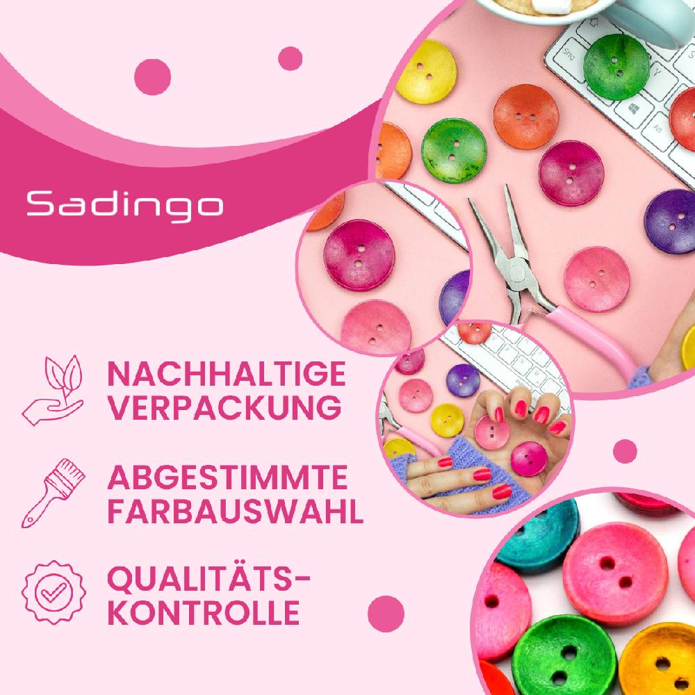 Sadingo Holzknöpfe Zum Aufnähen, 50 Stück-Ø 3 Cm, Bunter Mix
