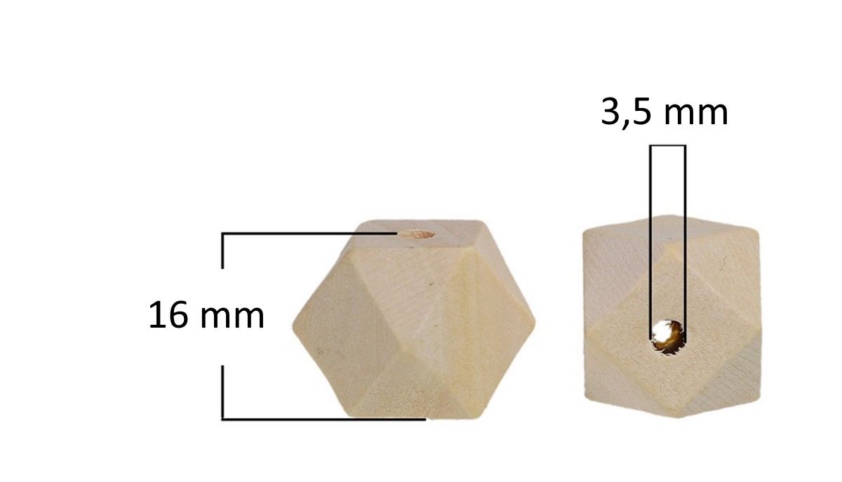 Sadingo Holzperlen Eckig Natur, Geometrische Bastelperlen, 20 Stück