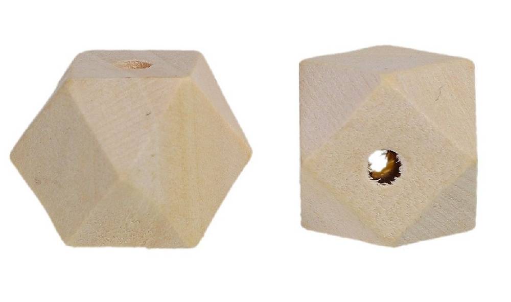 Sadingo Holzperlen Eckig Natur, Geometrische Bastelperlen, 20 Stück