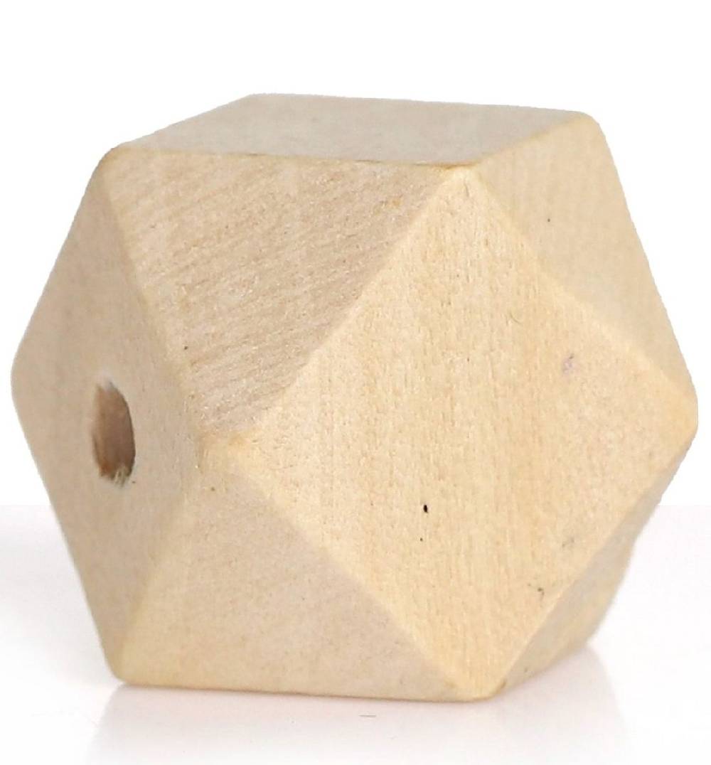 Sadingo Holzperlen eckig natur, Geometrische Bastelperlen, 20 Stück