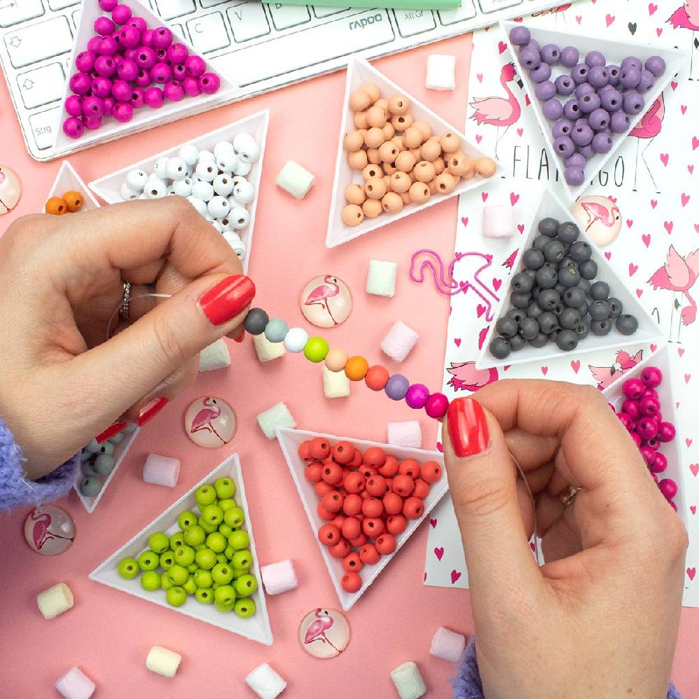 Sadingo Holzperlen Zum Auffädeln 500 Stück 8mm, Bastelbedarf