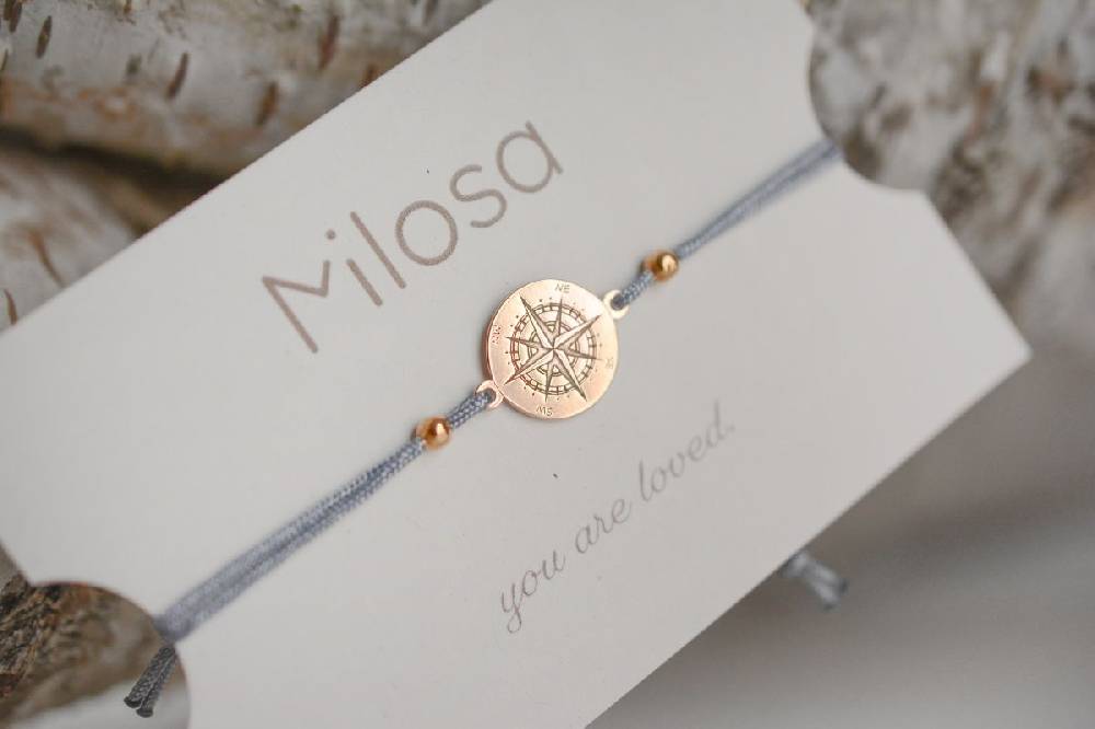 Sadingo Kompass Armband Damen 925 Silber (größenverstellbar)