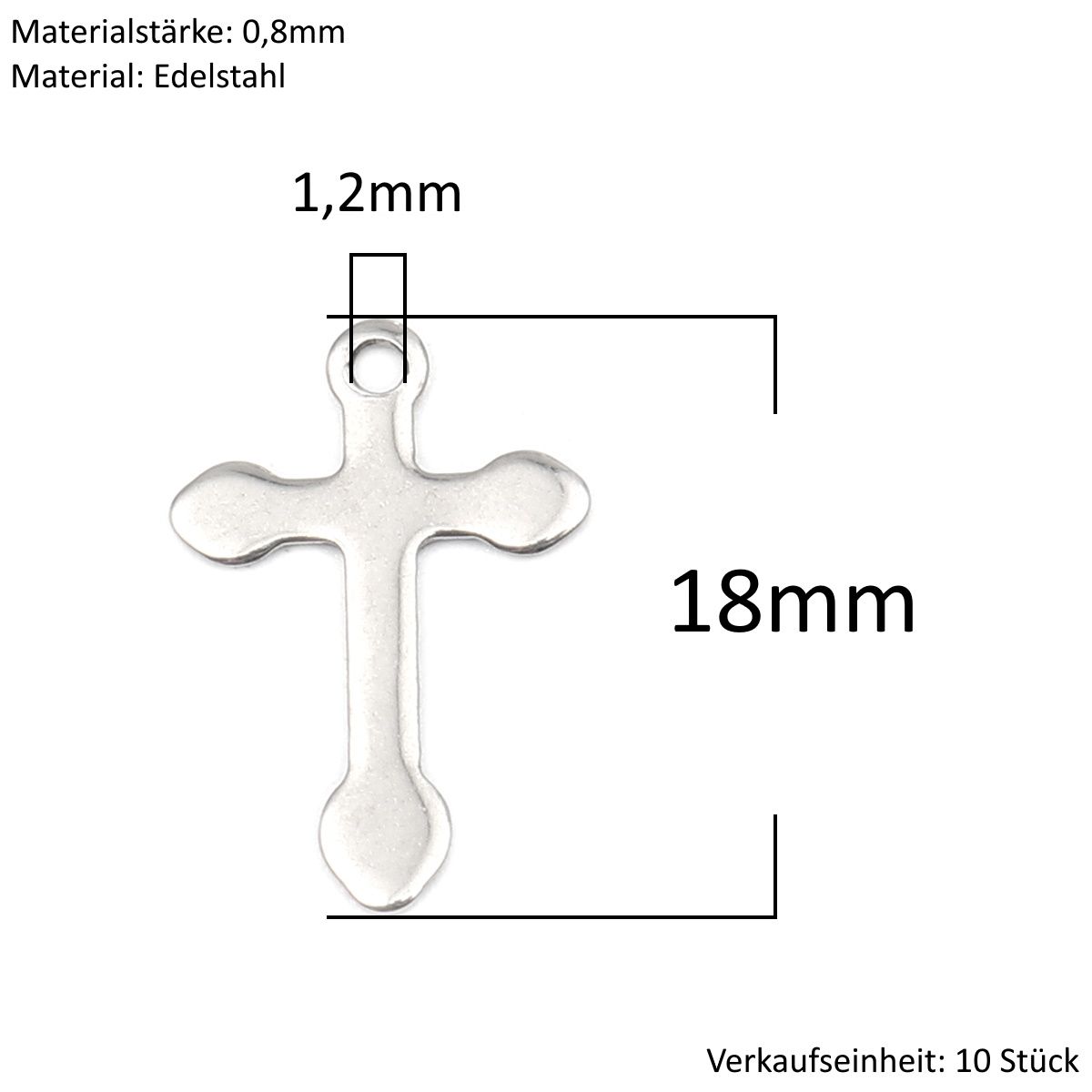 Sadingo Kreuz Anhänger Silber 10 Stück 12x18mm, Bastelbedarf
