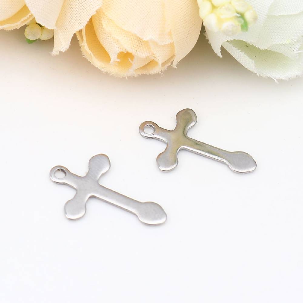 Sadingo Kreuz Anhänger Silber 10 Stück 12x18mm, Bastelbedarf