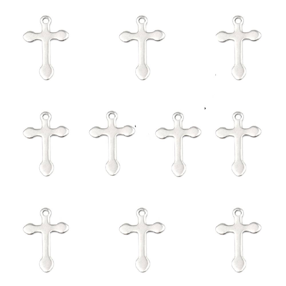 Sadingo Kreuz Anhänger Silber 10 Stück 12x18mm, Bastelbedarf