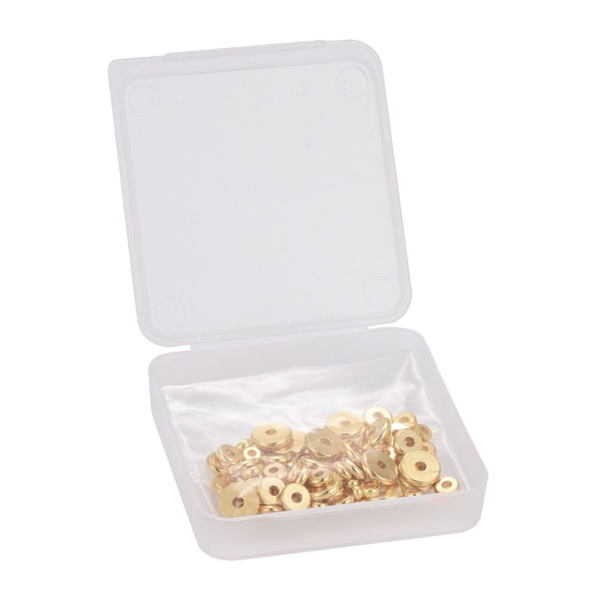 Sadingo Metallperlen Set | 1 Box, 75 Perlen, Gold, Vers. Durchmesser
