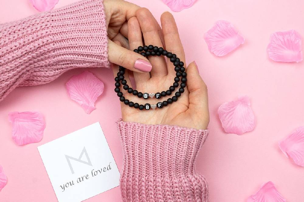 Sadingo Partnerarmband-Set Aus Schwarzen Acrylperlen