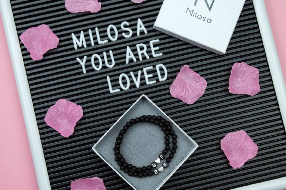 Sadingo Partnerarmband-Set Aus Schwarzen Acrylperlen