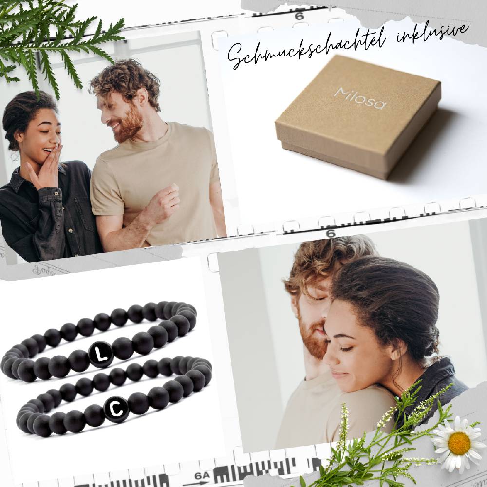 Sadingo Partnerarmband-Set Aus Schwarzen Acrylperlen