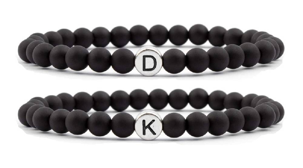 Sadingo Partnerarmband Set aus schwarzen Acrylperlen