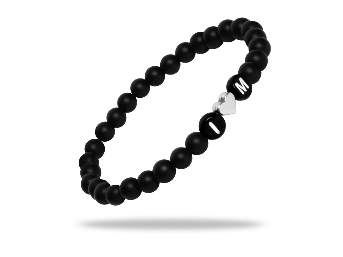 Sadingo Partnerarmband Set "ISLAND" Aus Schwarzen Natursteinperlen