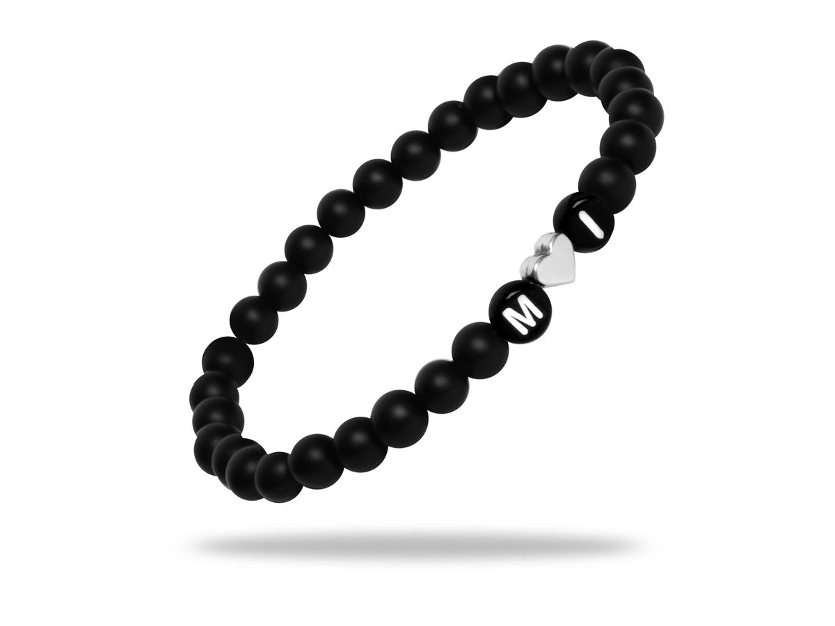 Sadingo Partnerarmband Set "ISLAND" Aus Schwarzen Natursteinperlen