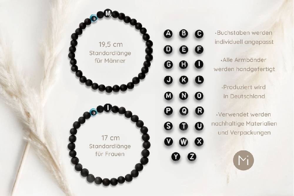 Sadingo Partnerarmband Set "MEADOW" Aus Schwarzen Achatperlen